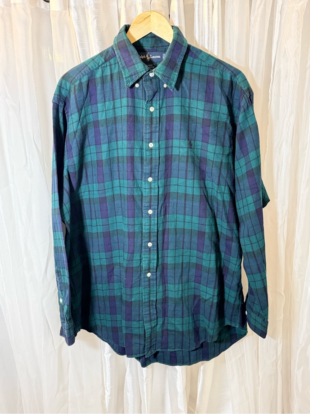 Ralph Lauren Teal & Navy Plaid Button-Down Shirt